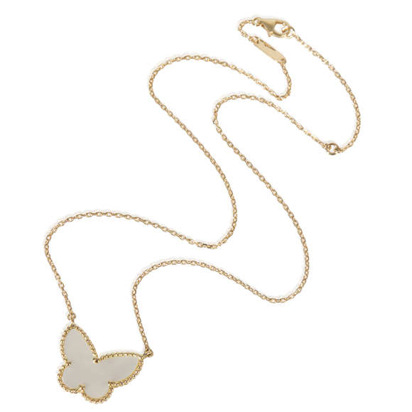 Van Cleef & Arpels Yellow Gold Mother Of Pearl Lucky Alhambra Pendant - Picture 2 of 4